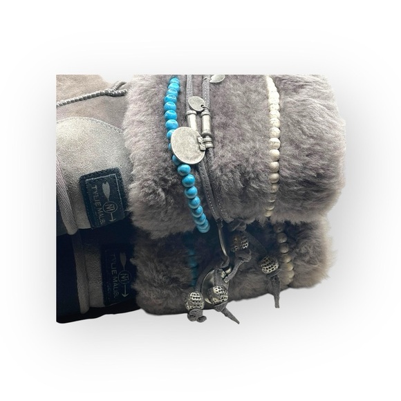 Rare: Tylie Malibu ❃ Gypsy Turquoise Bead Wrap Shearling Ankle Boot ❃ 6.5 7M - Picture 11 of 16